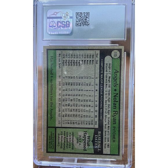 Vintage 1979 Topps Nolan Ryan CSG 6 - Picture 2 of 2